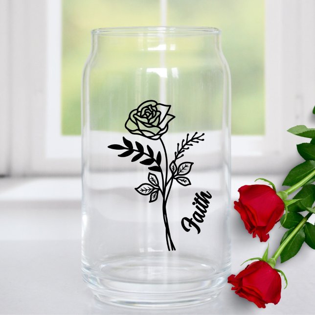 Personalised June Birth Month Flower Rose Can Glass (Creator Uploaded)