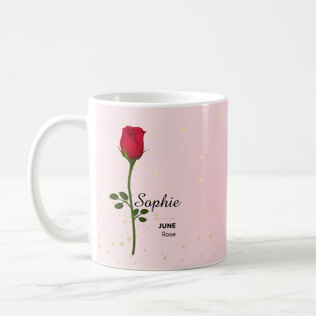 Personalised June Flower Mug (Left)