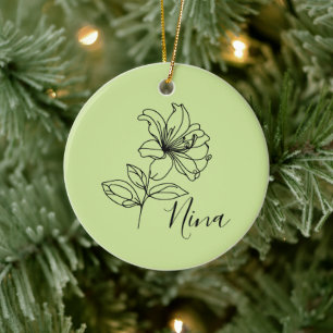 Personalised June Honeysuckle Birth Flower Gift  Ceramic Ornament
