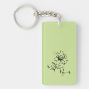 Personalised June Honeysuckle Birth Flower Gift Key Ring