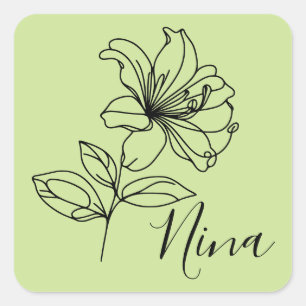 Personalised June Honeysuckle Birth Flower Gift Square Sticker