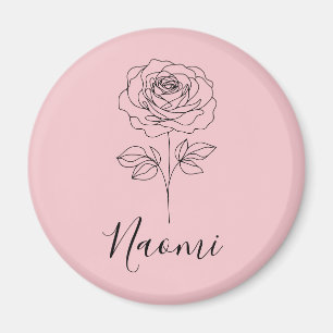 Personalised June Rose Birth Flower Gift for Her Magnet