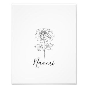  Personalised June Rose Birth Flower Gift for Her  Photo Print