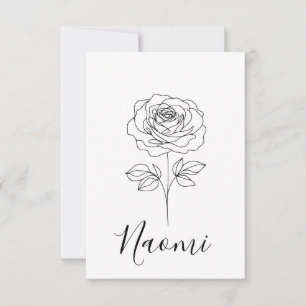 Personalised June Rose Birth Flower Gift for Her Thank You Card