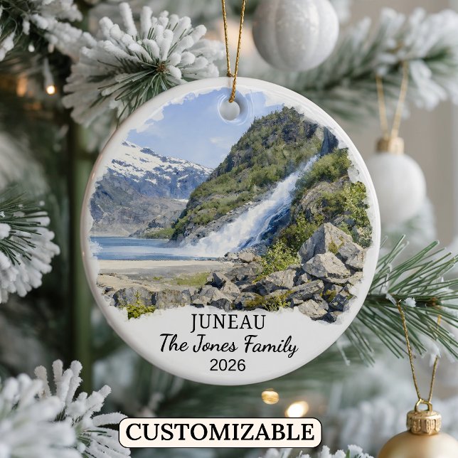 Personalised Juneau Ornament, Custom Alaska Ceramic Ornament (Creator Uploaded)