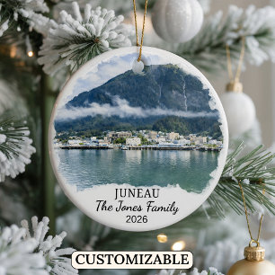 Personalised Juneau Ornament, Custom Alaska Ceramic Ornament