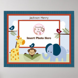 Personalised Jungle 123 Animals Photo Art Poster