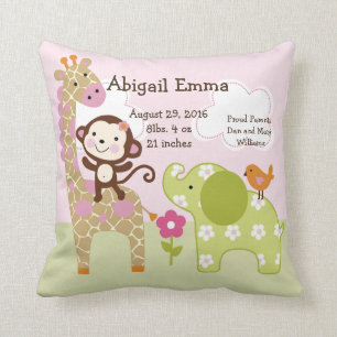 Personalised Jungle Girl Pillow Keepsake
