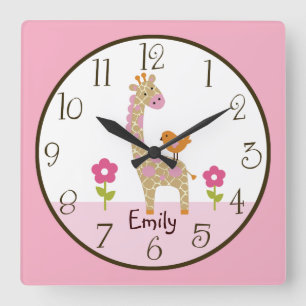 Personalised Jungle Jill Giraffe Nursery Clock