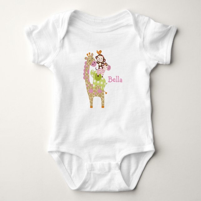 Personalised Jungle Jill/Girl Animals Baby Shirt (Front)