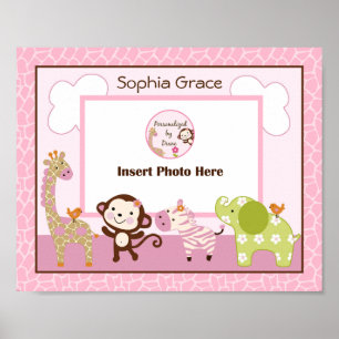 Personalised Jungle Jill/Girl Animals Photo Art Poster