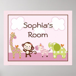 Personalised Jungle Jill/Girl Animals Poster/Print Poster