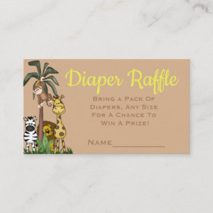 Personalised Jungle Safari Diaper Raffle Ticket Enclosure Card