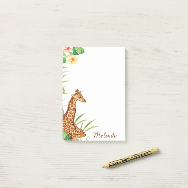 Personalised Jungle Safari Giraffe Post-it Notes (On Desk)