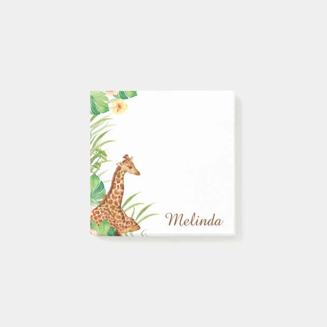 Personalised Jungle Safari Giraffe Post-it Notes (Front)