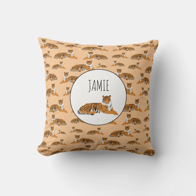 Personalised Jungle Tiger Animal Pattern  Cushion (Front)