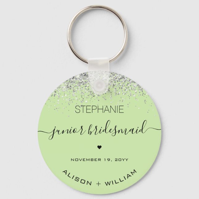 Personalised Junior Bridesmaid Glitter confetti Key Ring (Front)