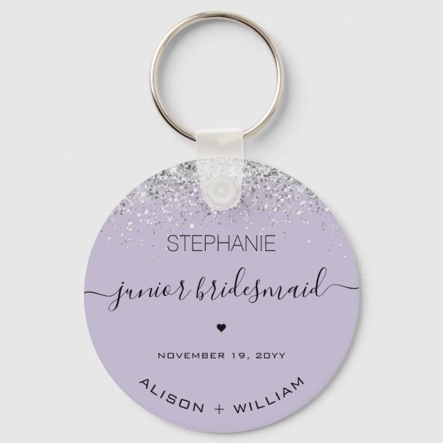 Personalised Junior Bridesmaid Glitter confetti Key Ring (Front)