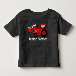 Personalised "Junior Farmer" & Red Loader Tractor Toddler T-Shirt