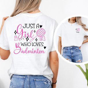 Personalised Just A Girl Who Loves Badminton Pink Tri-Blend Shirt