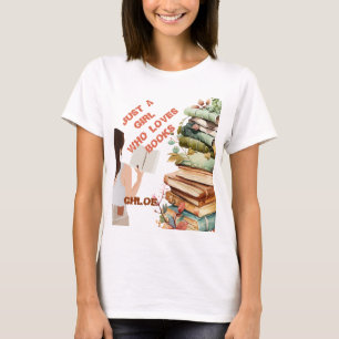 Personalised Just a Girl Who Loves Books T-Shirt