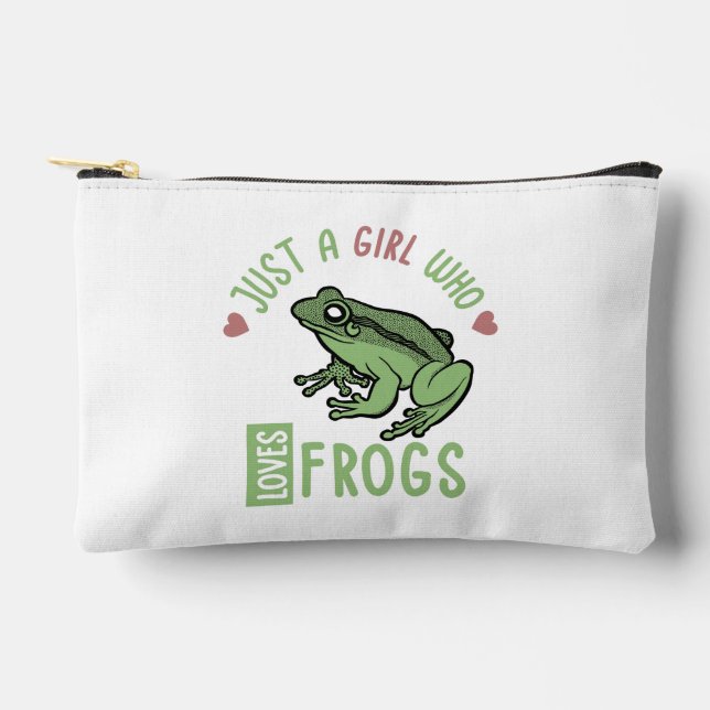 Personalised Just a girl who loves frogs Frog Gift Accessory Pouch (Front)
