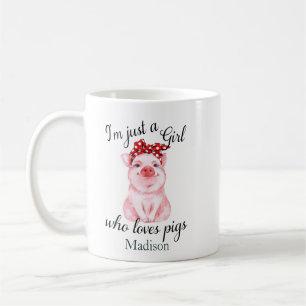 Personalised Just a Girl Who Loves Pigs Coffee Mug