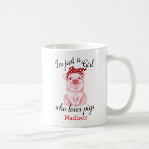 Personalised Just a Girl Who Loves Pigs Coffee Mug