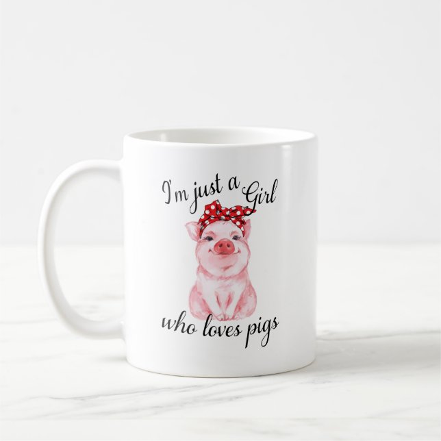 Personalised Just a Girl Who Loves Pigs Coffee Mug (Left)