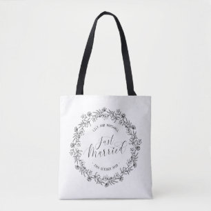 Personalised Just Married Floral Tote Bag