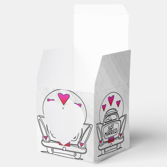 Personalised Just Married Honeymoon Car Heart Box (Opened)