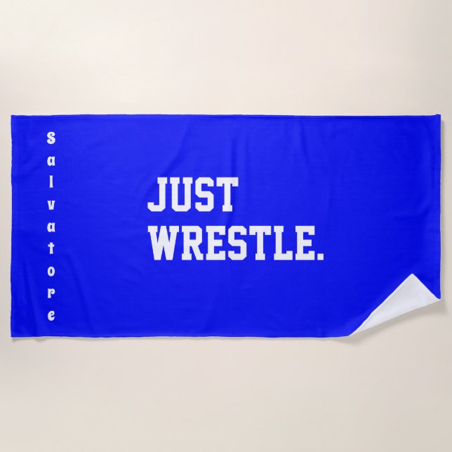 Personalised  Just Wrestle. Beach Towel (Front)