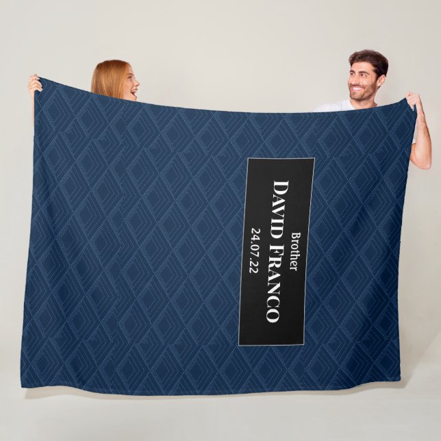 Personalised JW Baptism Gifts for brothers - navy Fleece Blanket (In Situ)