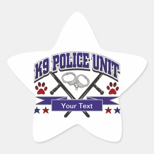 Personalised K9 Police Unit Star Sticker (Front)