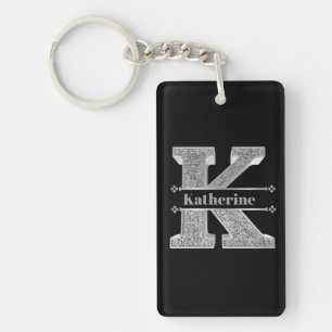 Personalised K Initial Silver Monogram Your Name   Key Ring