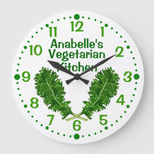 Personalised Kale Vegetarian Kitchen Clock w/ Mins