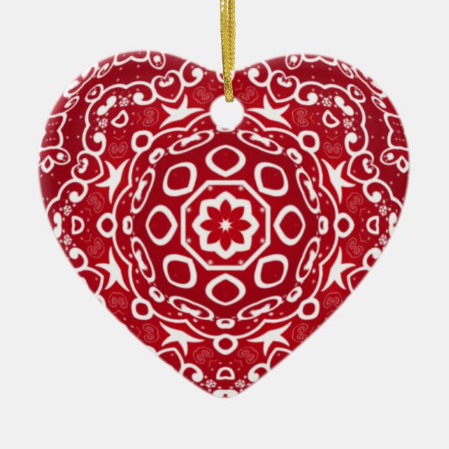 Personalised Kaleidoscopic Heart Ornament.1 Ceramic Ornament (Front)