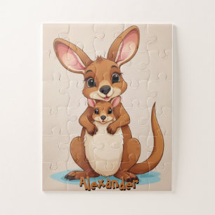 Personalised kangaroo with baby in pouch jigsaw puzzle