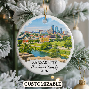 Personalised Kansas City Ornament, Custom Kansas Ceramic Ornament