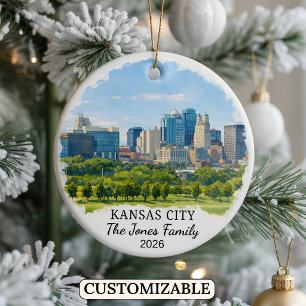 Personalised Kansas City Ornament, Custom Kansas Ceramic Ornament