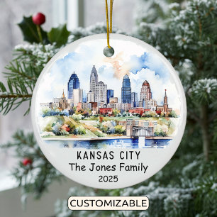 Personalised Kansas City Ornament, Kansas Ceramic Ornament