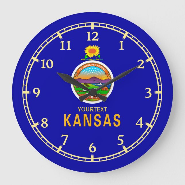 Personalised Kansas State Flag Design on Large Clock (Front)