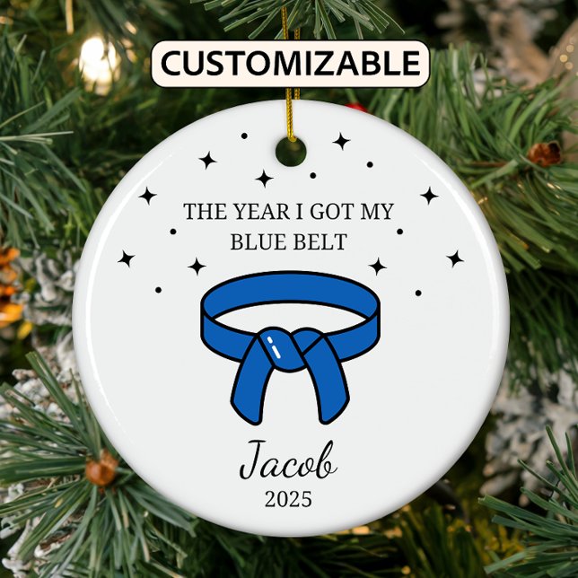 Personalised Karate Blue Belt, Taekwondo Outfit Ceramic Ornament (Creator Uploaded)