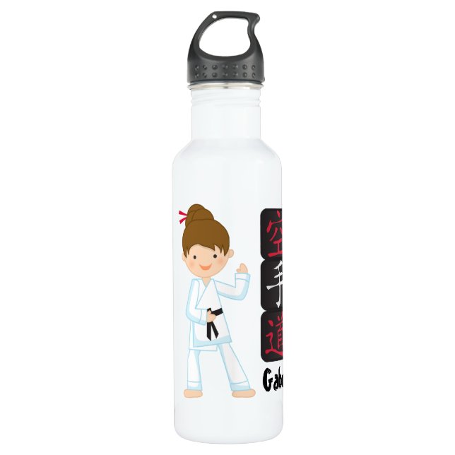 Personalised Karate Girl 710 Ml Water Bottle (Front)