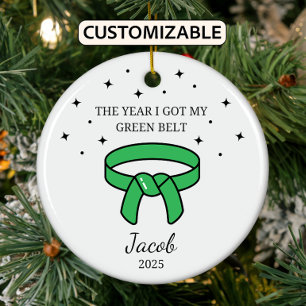 Personalised Karate Green Belt, Taekwondo Outfit Ceramic Ornament