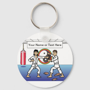 Personalised Karate - Male & Female Cartoon  Key Ring