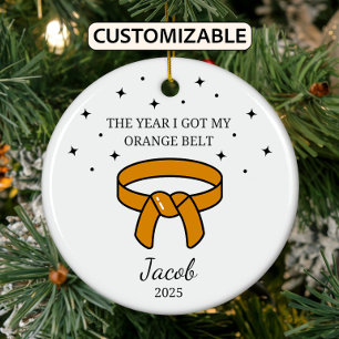 Personalised Karate Orange Belt, Taekwondo Outfit Ceramic Ornament