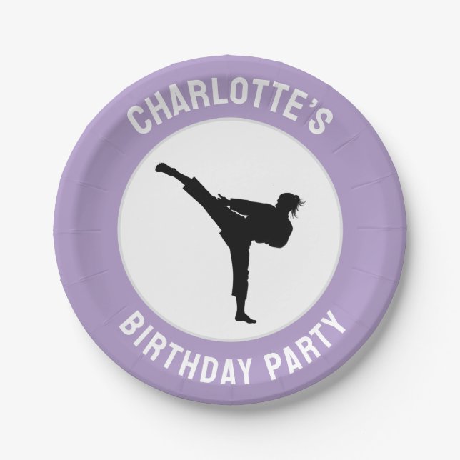 Personalised Karate / Taekwondo / judo Birthday Paper Plate (Front)