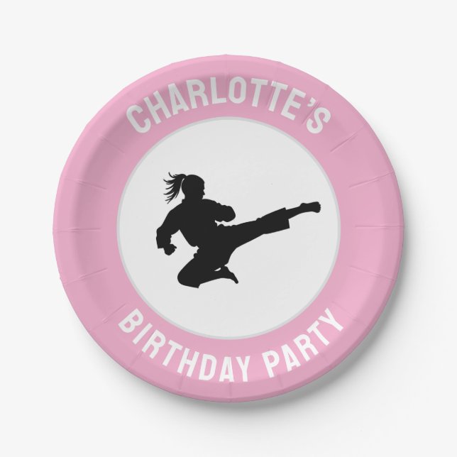 Personalised Karate / Taekwondo / judo Birthday Paper Plate (Front)