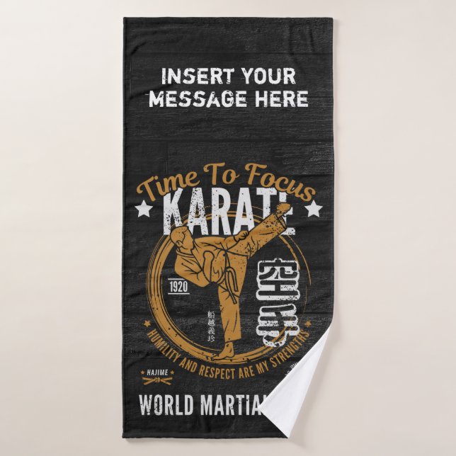 Personalised Karate Towel - Time To Focus (Bath Towel)